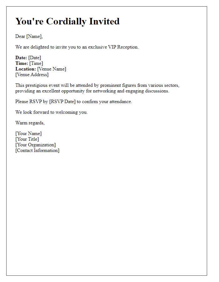 Letter template of VIP reception invitation for prominent figures