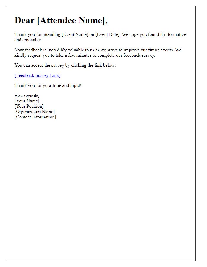 Letter template of Attendee Feedback Collection Notice