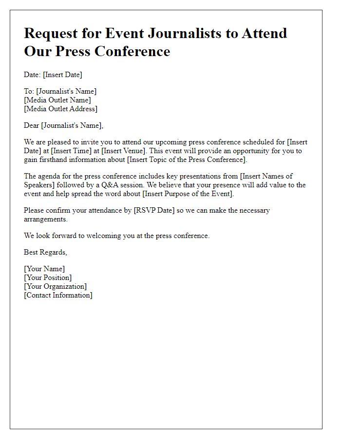 Letter template of Request for Event Journalists to Attend Our Press Conference