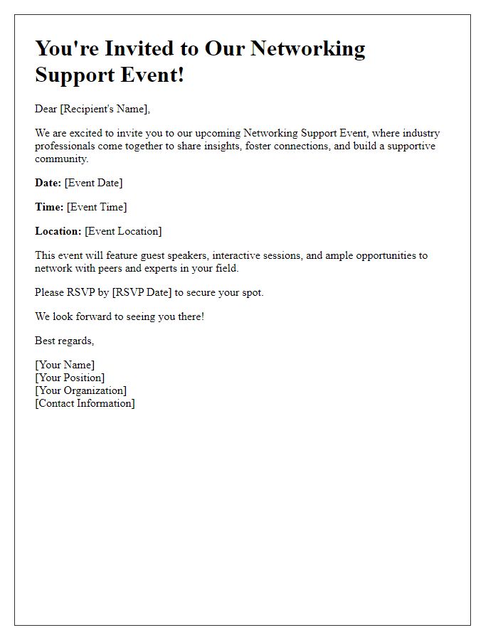 Letter template of invitation for event network support