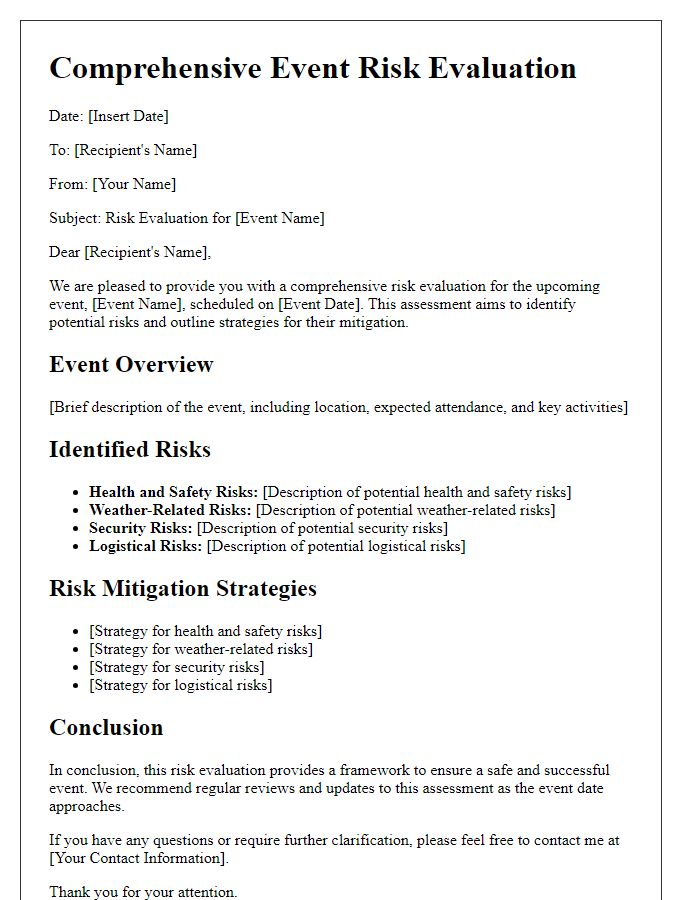 Letter template of Comprehensive Event Risk Evaluation