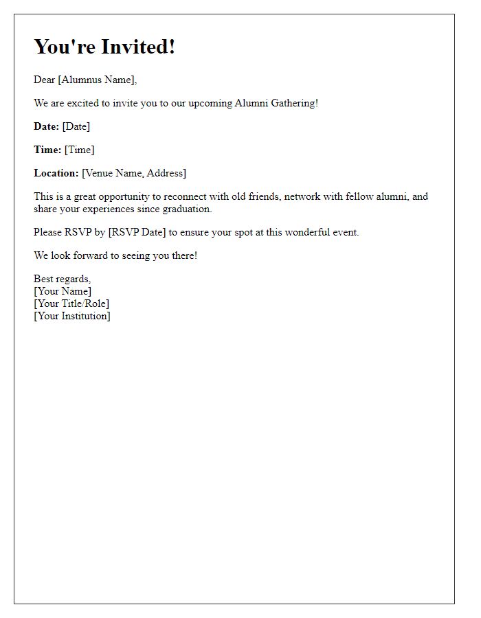 Letter template of invitation for alumni gathering event