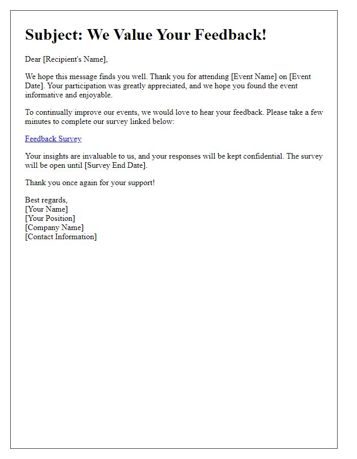 Letter template of Feedback Request for Recent Company Event