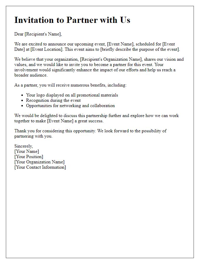 Letter template of invitation for event partnership endorsement