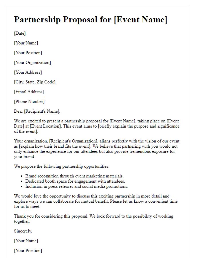 Letter template of proposal for event partnership endorsement