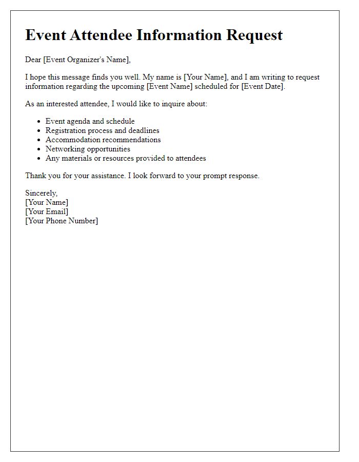 Letter template of event attendee information request