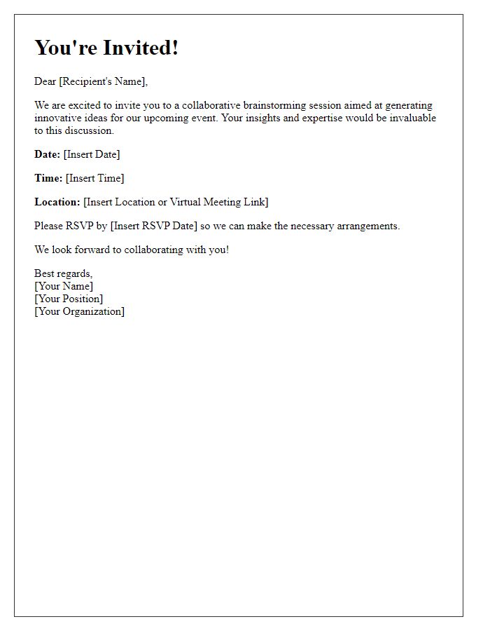 Letter template of invitation for collaborative event brainstorming.