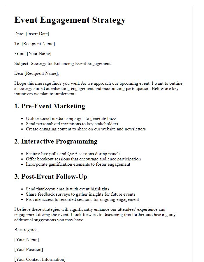 Letter template of strategy for enhancing event engagement.