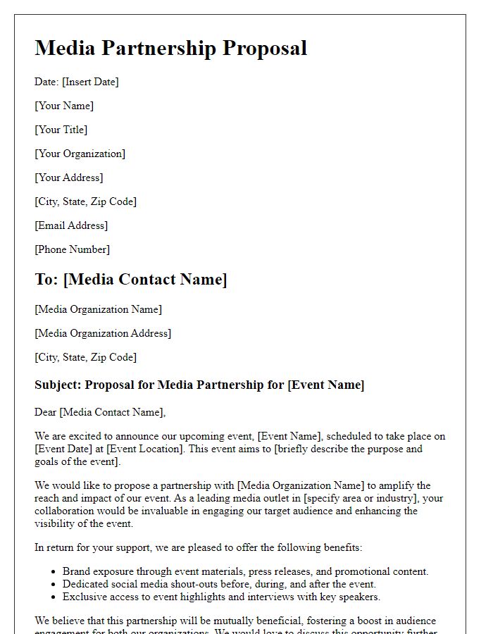 Letter template of media partnership proposal for an upcoming event