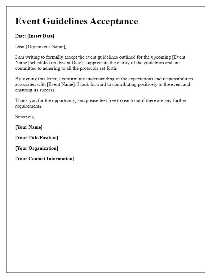 Letter template of event guidelines acceptance