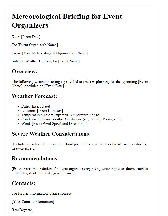 Letter template of Meteorological Briefing for Event Organizers