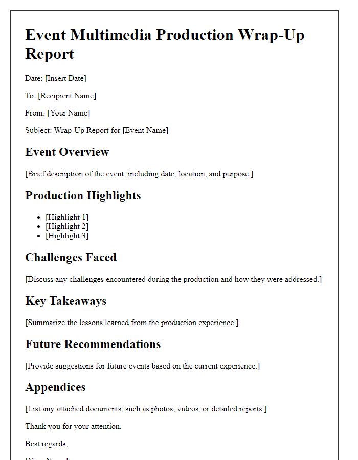 Letter template of event multimedia production wrap-up report