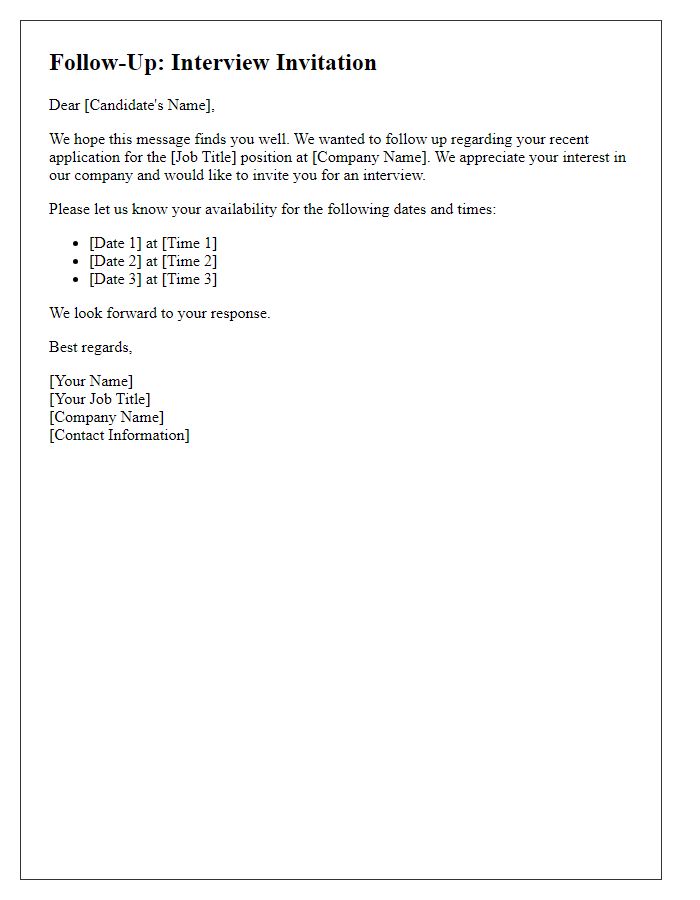 Letter template of follow-up interview invitation