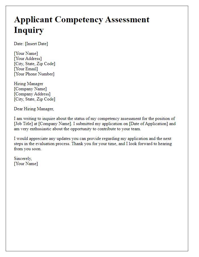 Letter template of applicant competency assessment inquiry