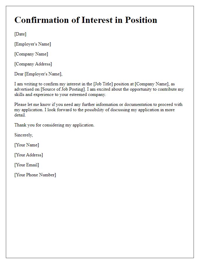 Letter template of Interested Applicant Confirmation