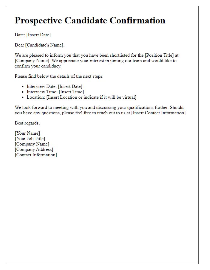 Letter template of Prospective Candidate Confirmation