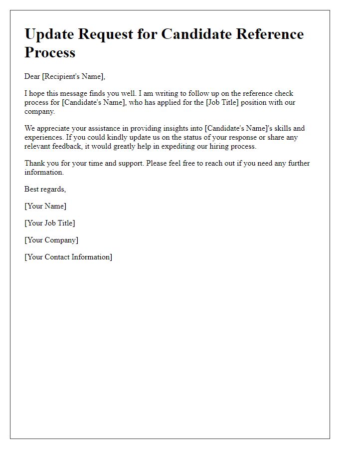 Letter template of update request for candidate reference process.