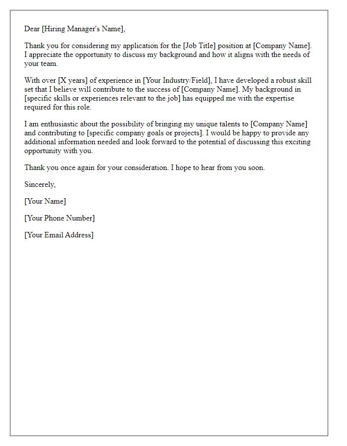 Letter template of response to a job opportunity inquiry tailored for experienced professionals.