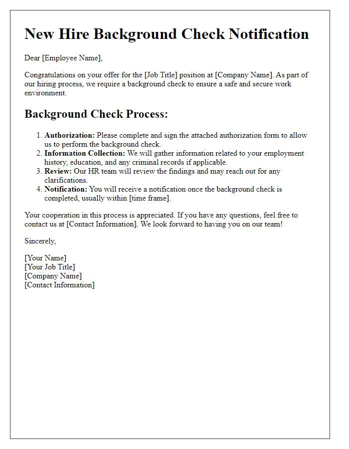 Letter template of new hire background check process.