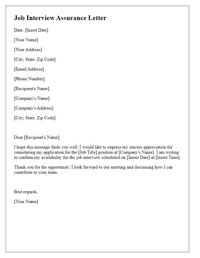 Letter template of assurance for job interview scheduling