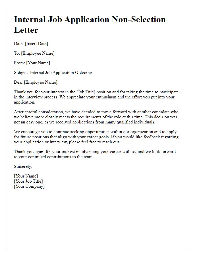 Letter template of internal job application non-selection