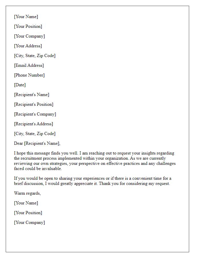 Letter template of request for insights on recruitment process
