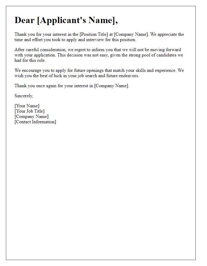 Letter template of acknowledgment for unsuccessful application