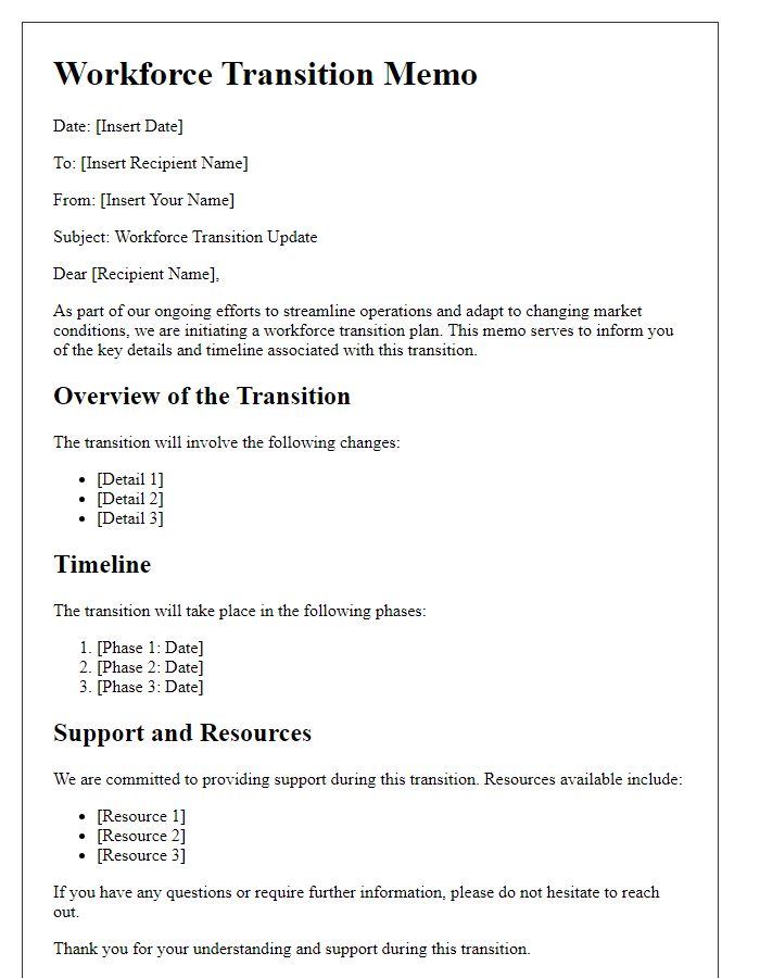 Letter template of workforce transition memo