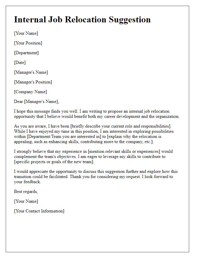 Letter template of internal job relocation suggestion