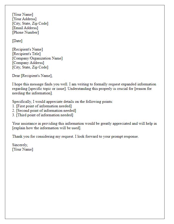 Letter template of request for expanded information