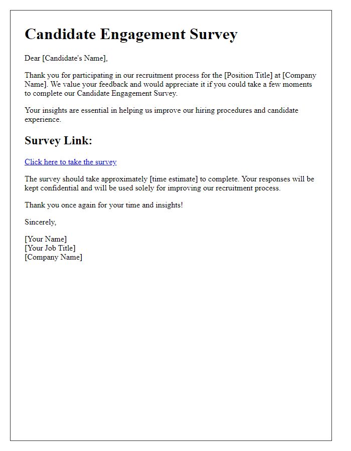 Letter template of candidate engagement survey