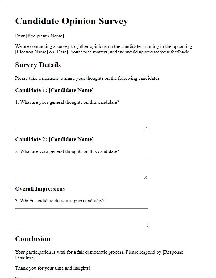 Letter template of candidate opinion survey