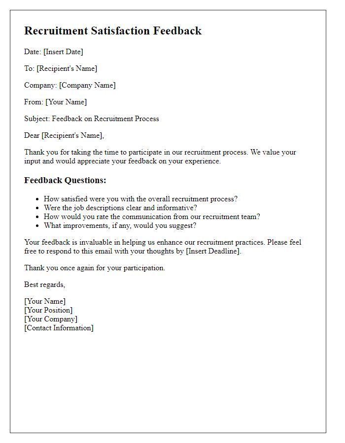 Letter template of recruitment satisfaction feedback