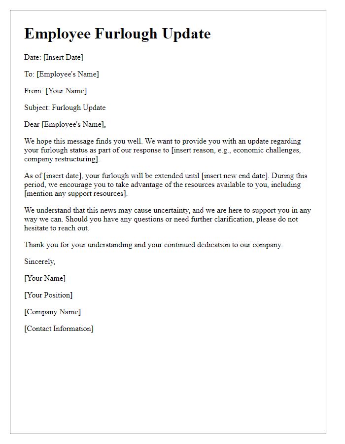 Letter template of employee furlough update.