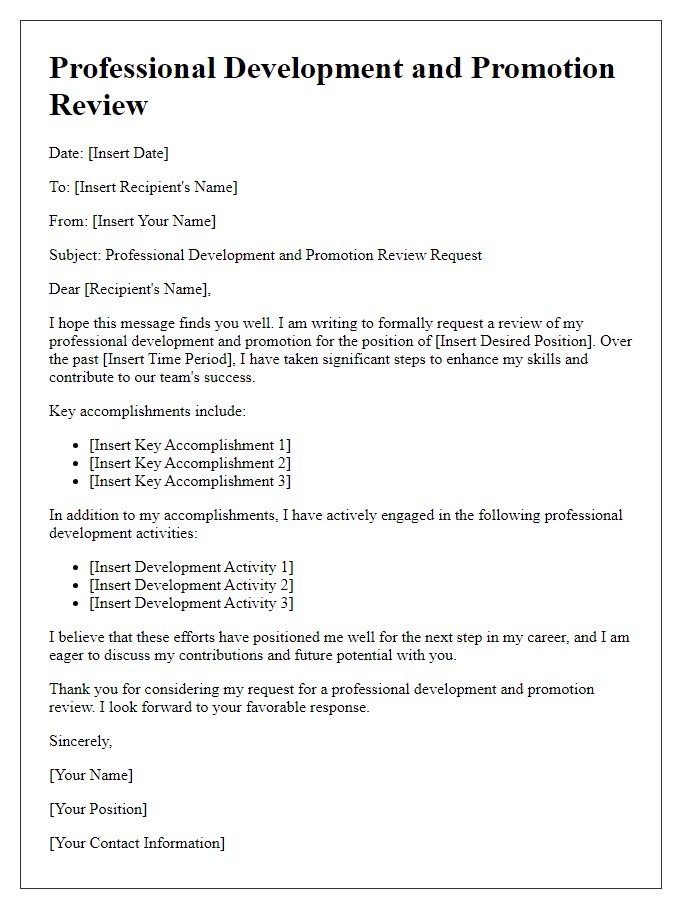 Letter template of Professional Development and Promotion Review