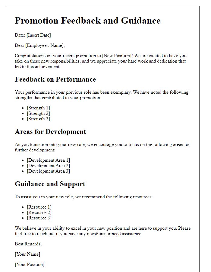 Letter template of Promotion Feedback and Guidance