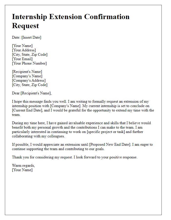 Letter template of internship extension confirmation request