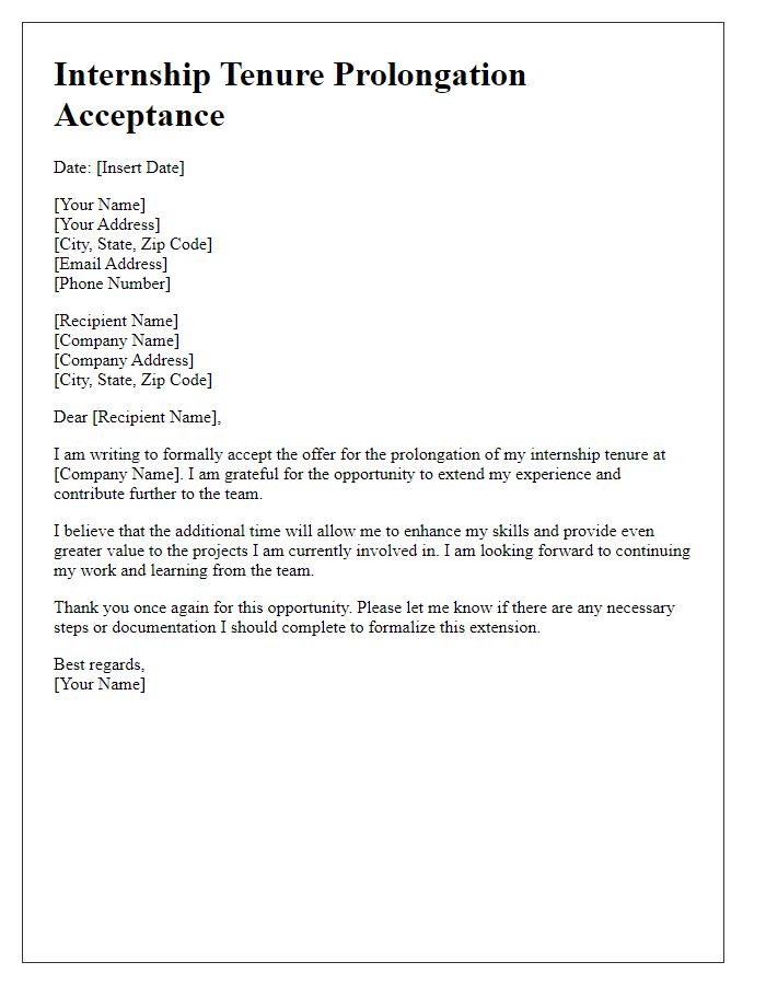 Letter template of internship tenure prolongation acceptance