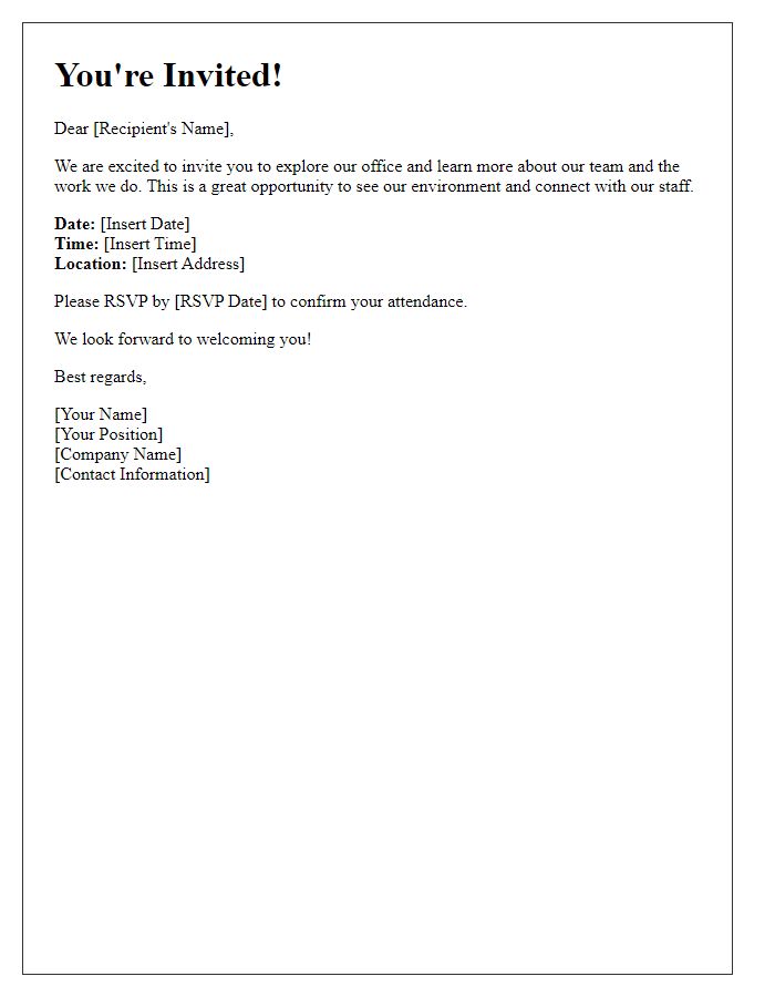 Letter template of invitation to explore our office