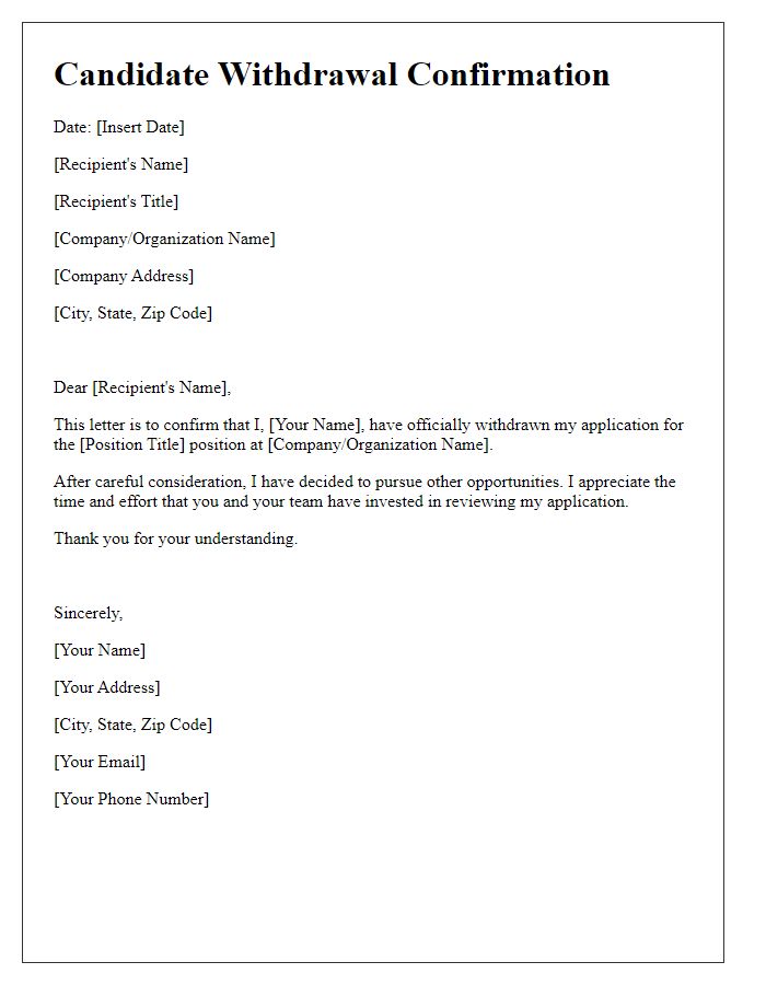 Letter template of candidate withdrawal confirmation