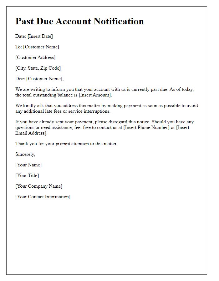 Letter template of past due account notification
