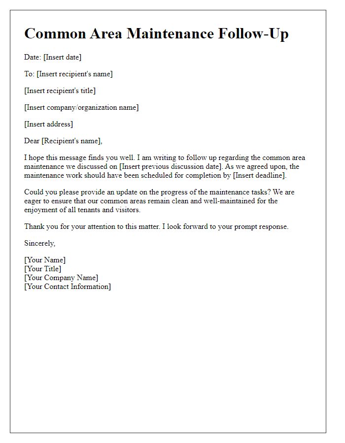 Letter template of common area maintenance follow-up