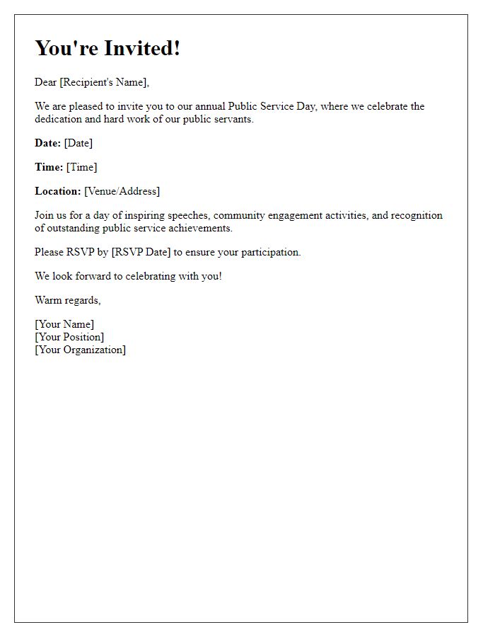 Letter template of public service day invitation