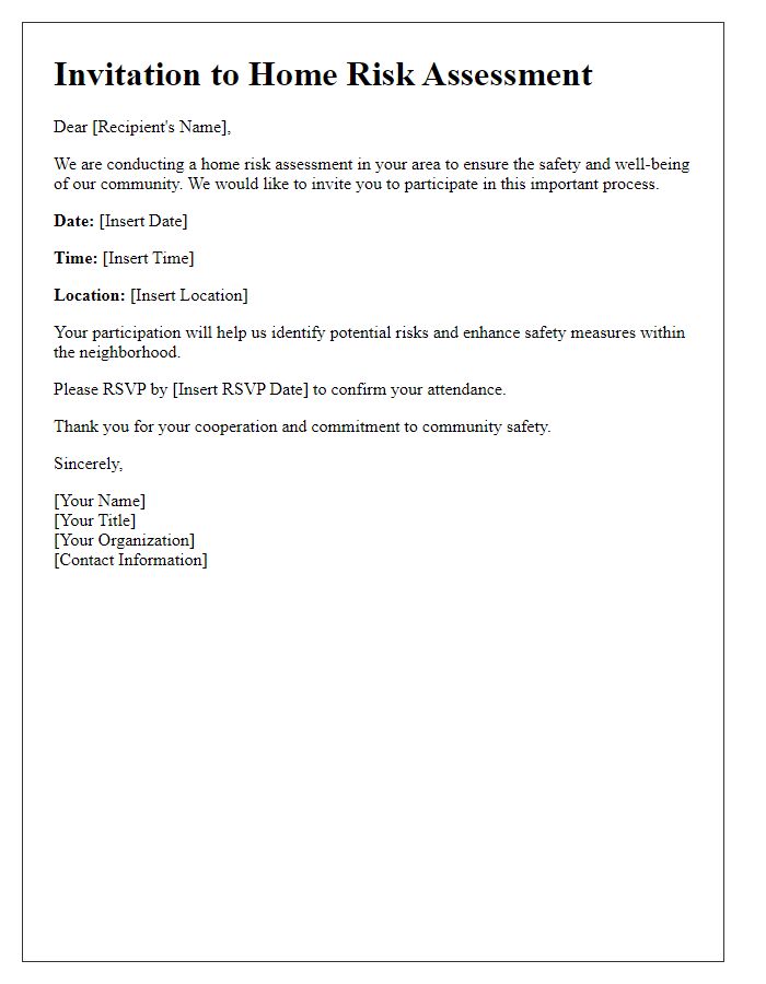 Letter template of home risk assessment invitation