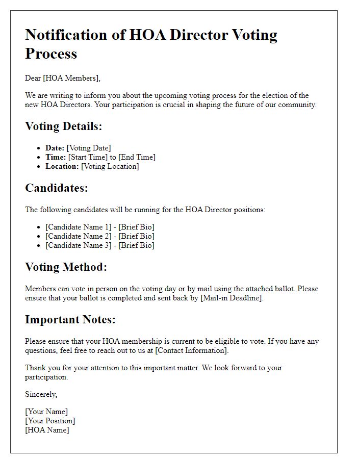 Letter template of HOA Director Voting Process