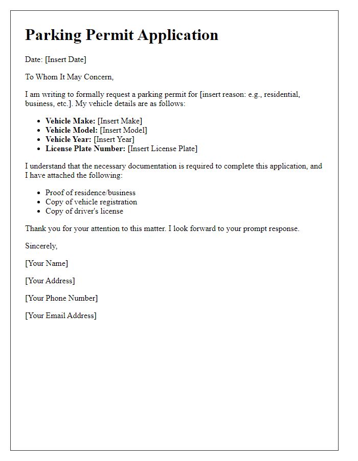 Letter template of Parking Permit Application Process