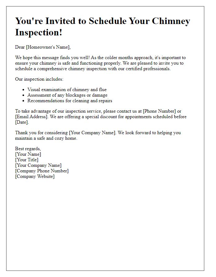 Letter template of chimney inspection service invitation