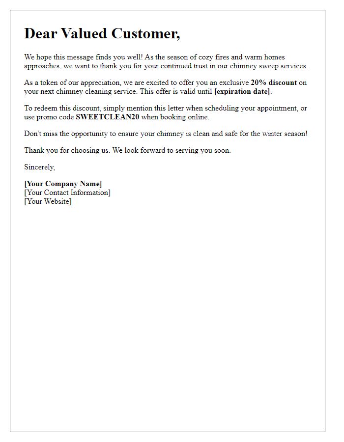 Letter template of chimney sweep service discount