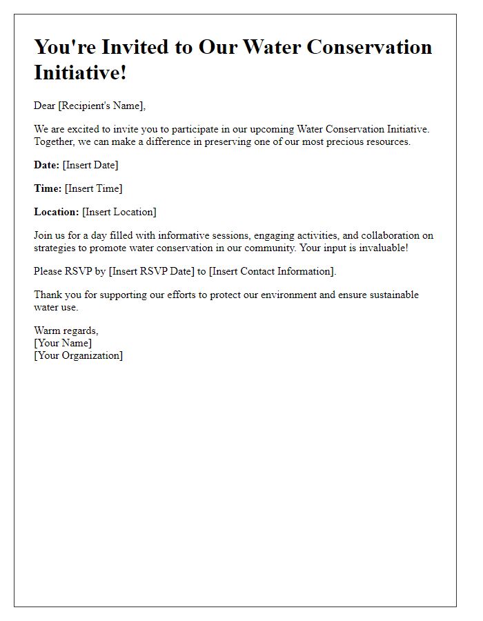 Letter template of water conservation initiative invitation