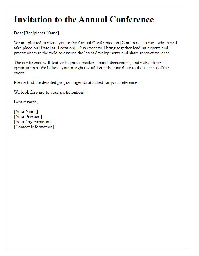 Letter template of Conference Program Invitation